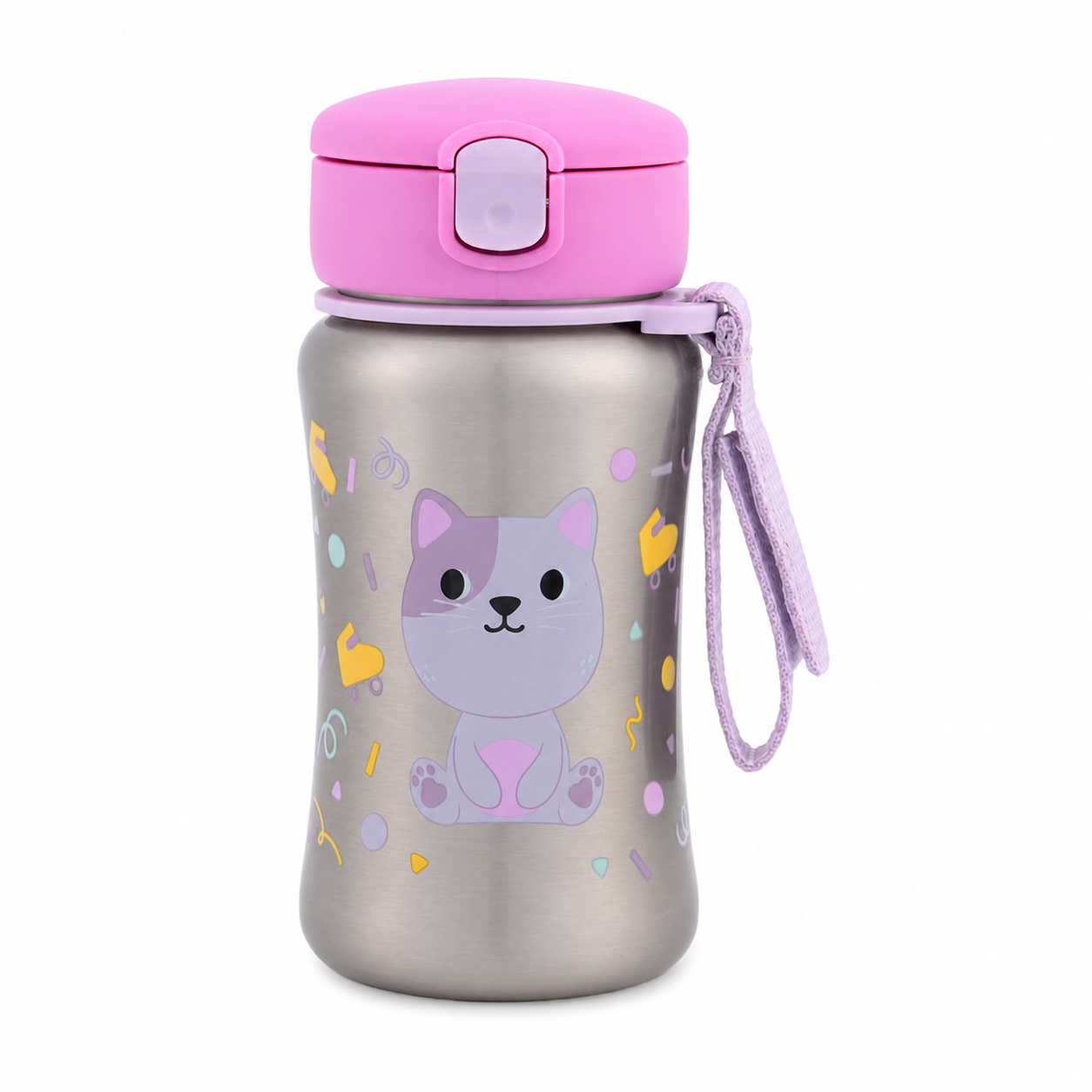 Skip Hop Besties Squad Stainless Steel Straw Bottle - Cat 350ml