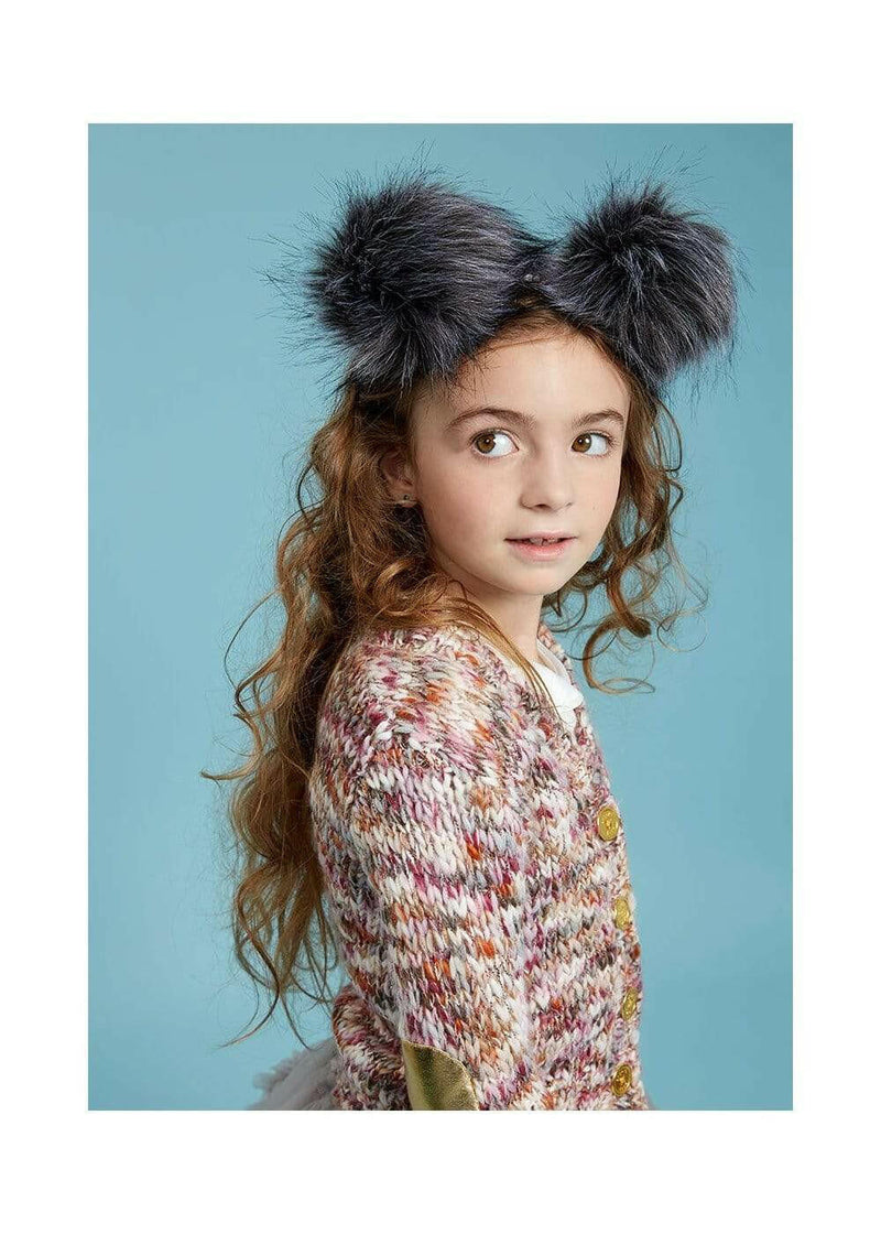 Double Pom Pom Headband Storm Grey - HYPHEN KIDS