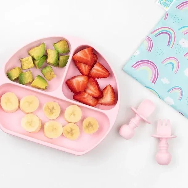 Bumkins Silicone Grip Dish - Pink – Bowls & Utensils NZ | Hyphen Kids