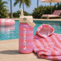 Crywolf Drink Bottle (400ml) - Flamingo Stripe – Thermos Bottle NZ | Hyphen Kids