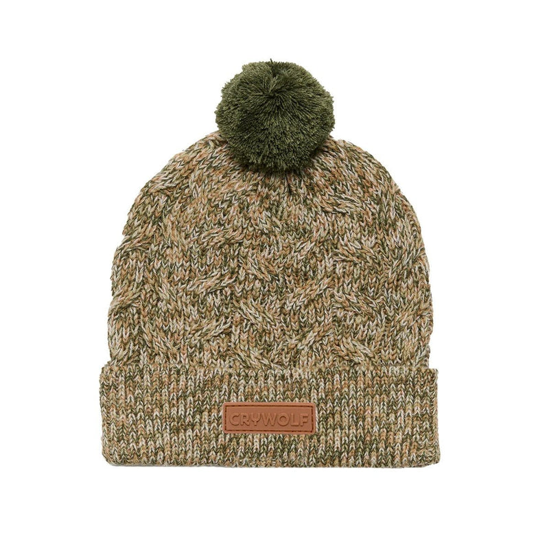 Crywolf Pom Pom Beanie Olive Speckle - Hats - April