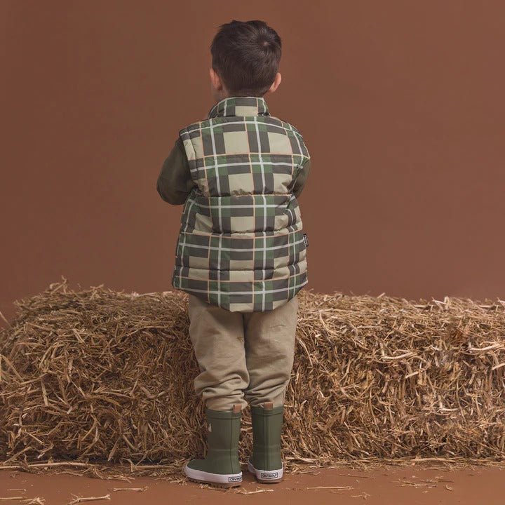 Shop Crywolf Reversible Eco-Vest Field Plaid NZ | Premium Jackets|Coats|Hoodies for School Kids