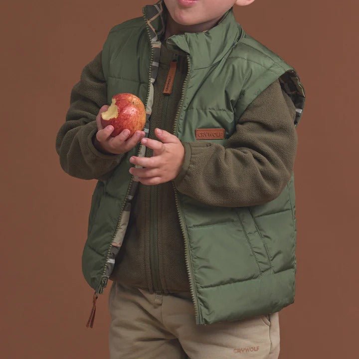 Shop Crywolf Reversible Eco-Vest Field Plaid NZ | Premium Jackets|Coats|Hoodies for School Kids