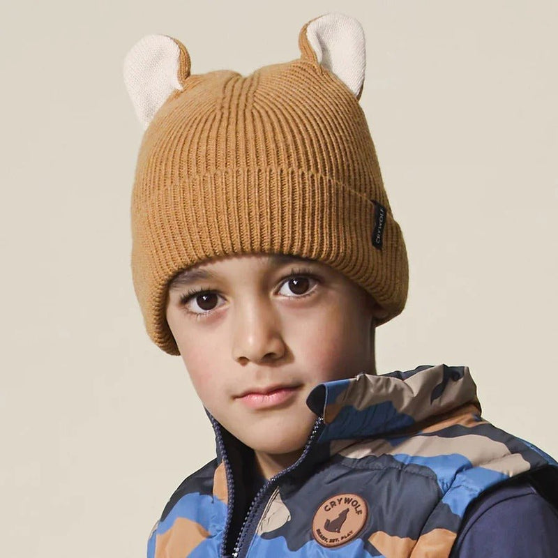 Crywolf Wolf Ears Beanie Tan - HYPHEN KIDS