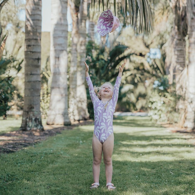 Crywolf Long Sleeve Swimsuit - Lilac Palms - HYPHEN KIDS