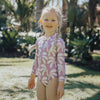 Crywolf Long Sleeve Swimsuit - Lilac Palms - Swimsuit - sale
