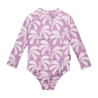 Crywolf Long Sleeve Swimsuit - Lilac Palms - Swimsuit - sale