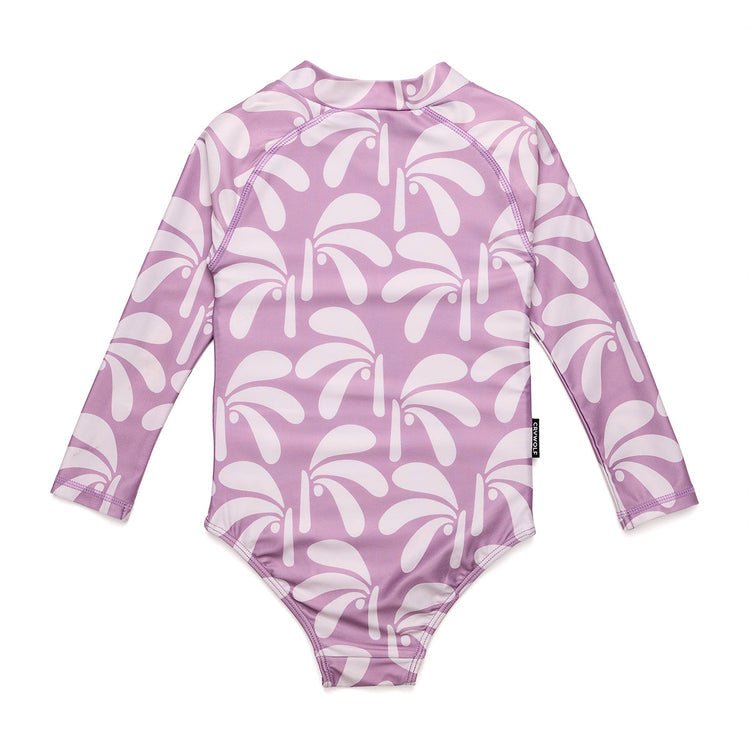 Crywolf Long Sleeve Swimsuit - Lilac Palms - HYPHEN KIDS