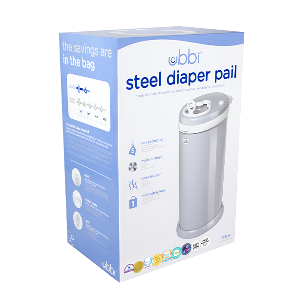 Ubbi Steel Diaper Pail - Gray - HYPHEN KIDS