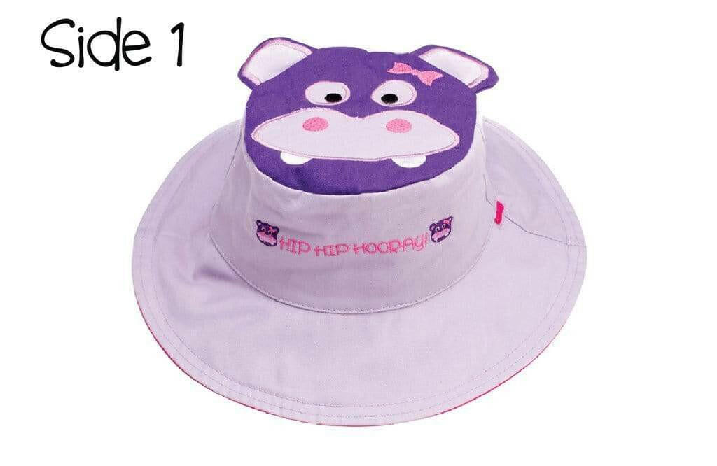 Reversible Kids Sun Hat - Hippo/Elephant (Small Size) - HYPHEN KIDS