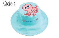 Reversible Kids Sun Hat - Pink Octopus / Sea Turtle - Hats - Accessories