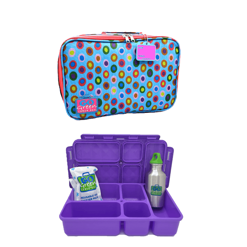 Go Green Lunch Box Set - Confetti (Purple Lunchbox + insulated bag + drink bottle + ice pack) - Lunch Boxes - Large Lunch Box