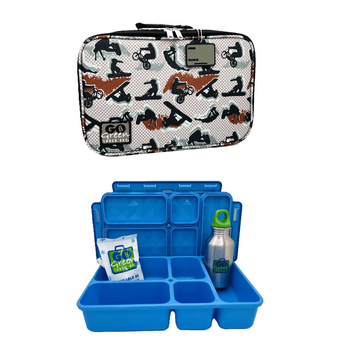 Go Green Lunch Box Set - Extreme (Blue Lunchbox + insulated bag + drink bottle + ice pack) - Lunch Boxes - Large Lunch Box