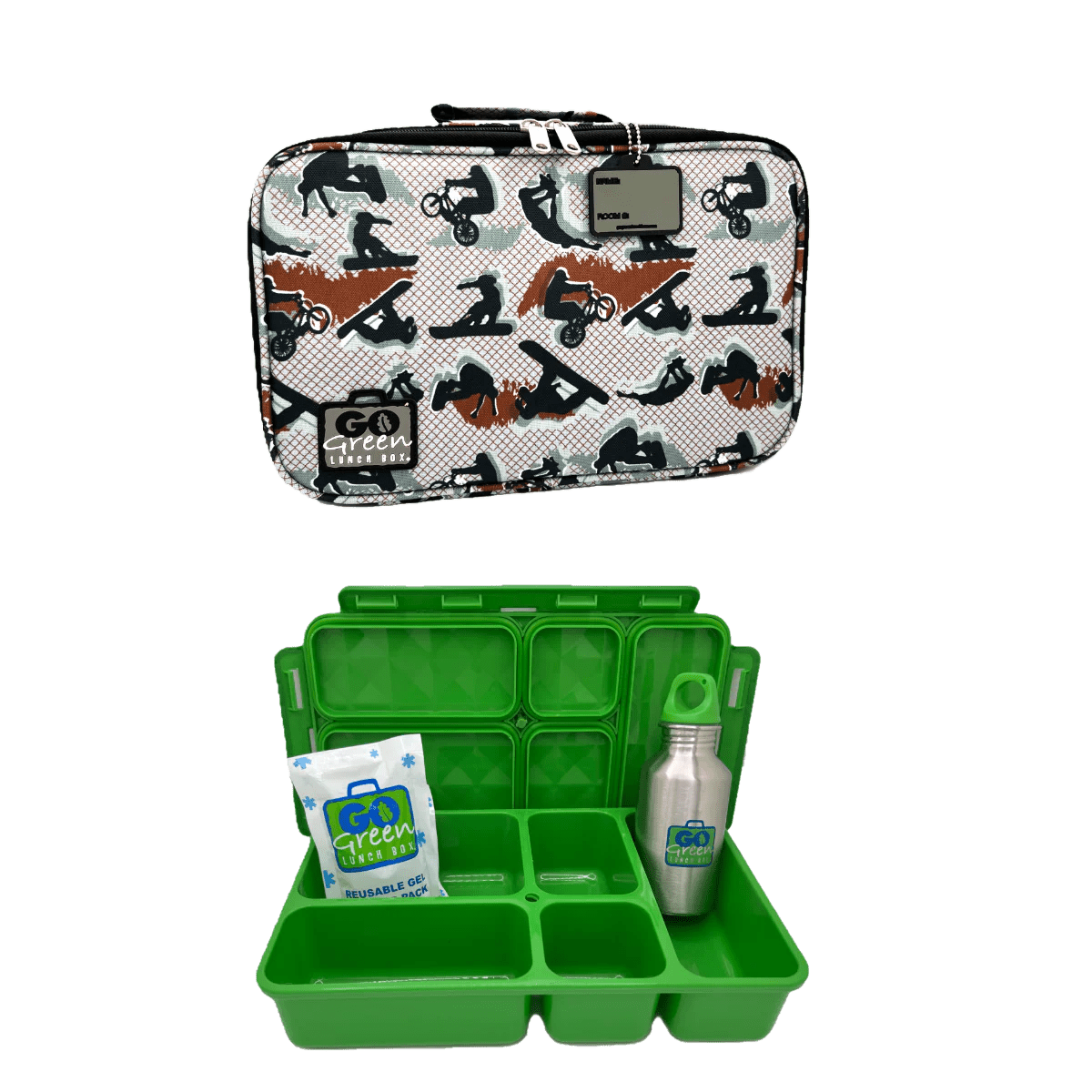 Go Green Lunch Box Set - Extreme (Green Lunchbox + insulated bag + drink bottle + ice pack) - Lunch Boxes - 