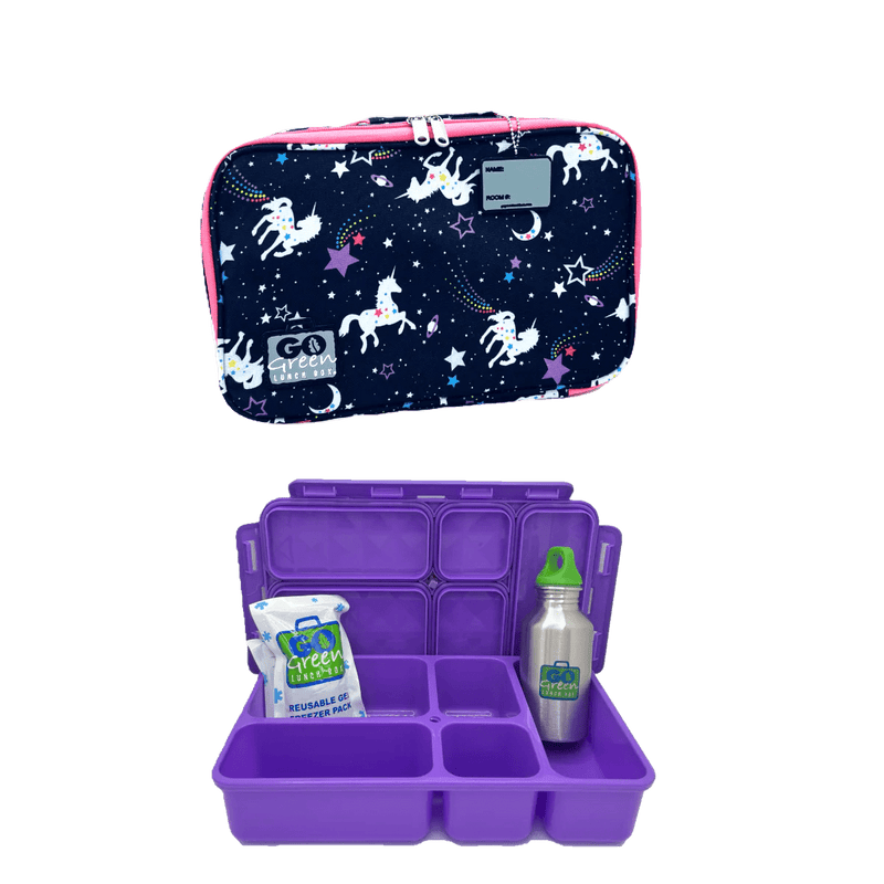 Go Green Lunch Box Set - Magical Sky (Purple Lunchbox + insulated bag + drink bottle + ice pack) - Lunch Boxes - Large Lunch Box