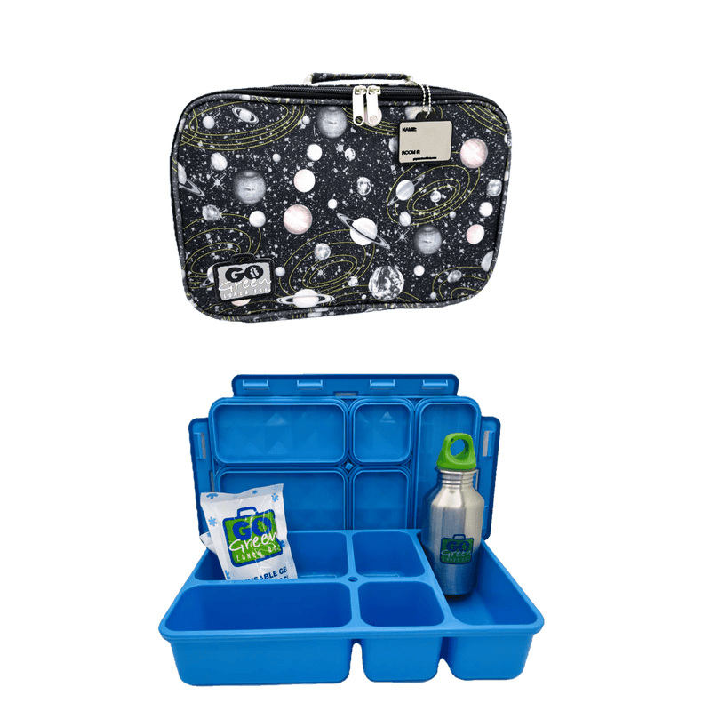 Go Green Lunch Box Set - Space Case (Blue Lunchbox + insulated bag + drink bottle + ice pack) - Lunch Boxes - Large Lunch Box