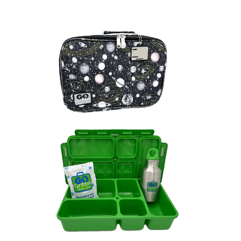 Go Green Lunch Box Set - Space Case (Green Lunchbox + insulated bag + drink bottle + ice pack) - Lunch Boxes - Large Lunch Box