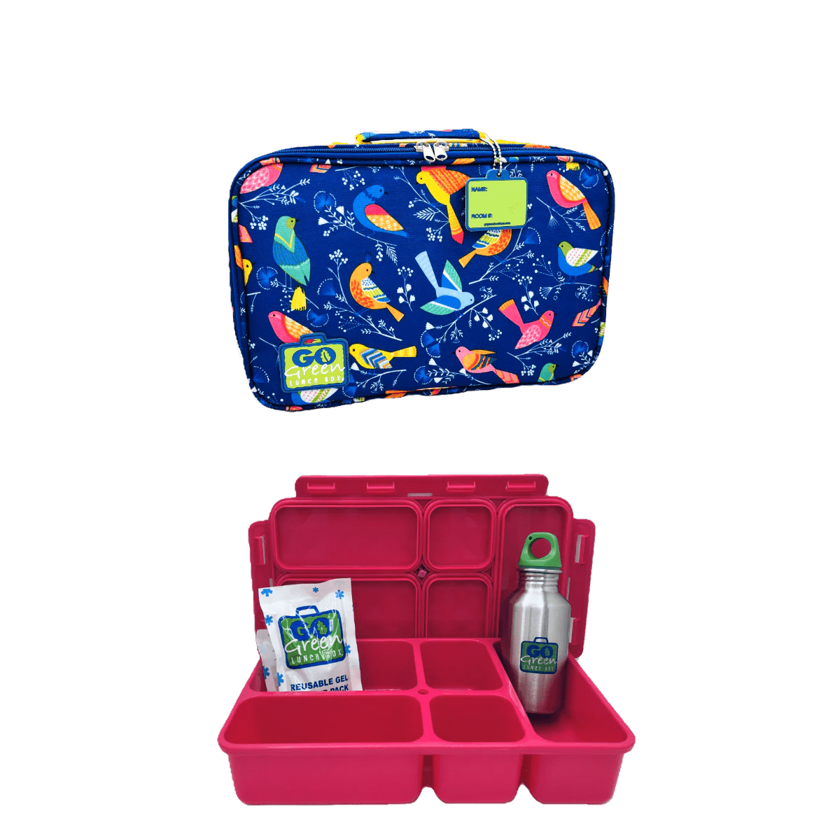 Go Green Lunch Box Set - Tweety (Pink Lunchbox + insulated bag + drink bottle + ice pack) Lunch Boxes for kids
