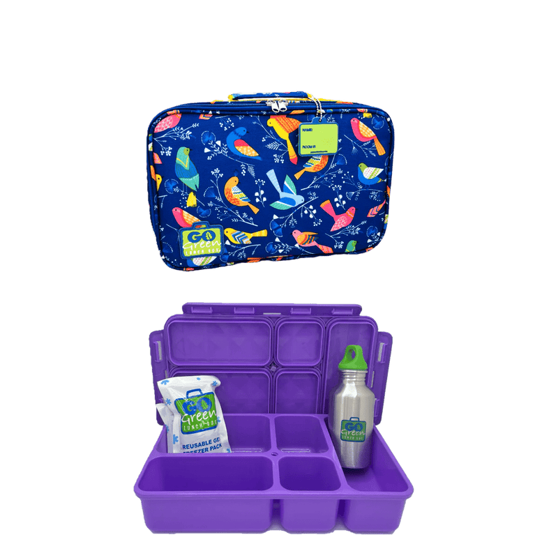 Go Green Lunch Box Set - Tweety (Purple Lunchbox + insulated bag + drink bottle + ice pack) - Lunch Boxes - Large Lunch Box
