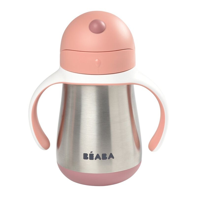 Beaba Stainless Steel Straw Cup 250ml - Vintage Pink