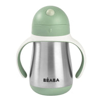 Beaba Stainless Steel Straw Cup 250ml - Sage Green