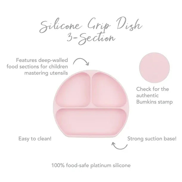 Bumkins Silicone Grip Dish - Pink