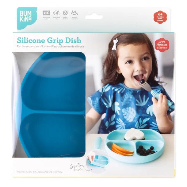 Bumkins Silicone Grip Dish - Blue
