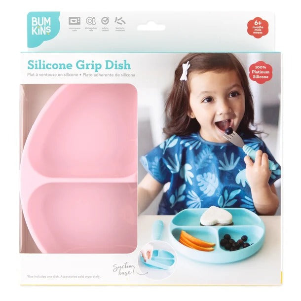 Bumkins Silicone Grip Dish - Pink