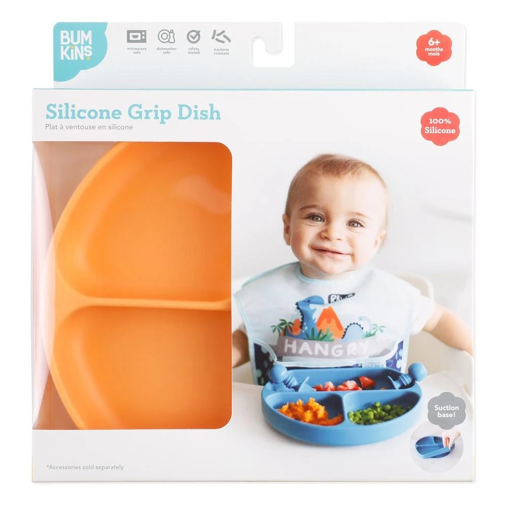 Bumkins Silicone Grip Dish - Tangerine