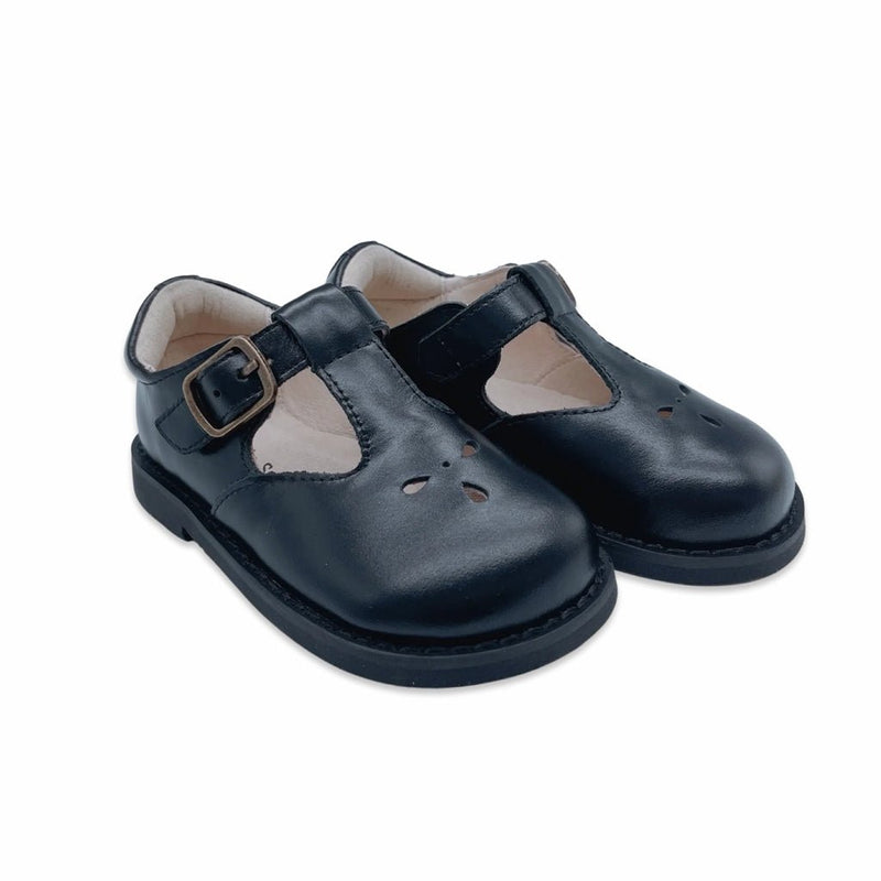 Little Secret T - bar The Ramona Black School Shoes - HYPHEN KIDS