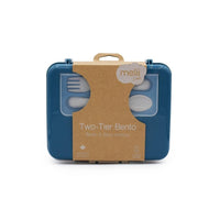 Shop Melii 2 Tier Bento Box Luxe Blue NZ | Premium Lunch Boxes for School Kids