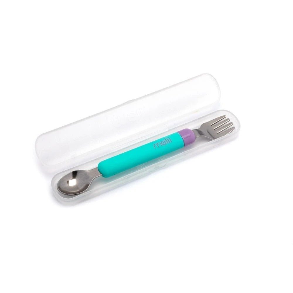 Melii Detachable Spoon & Fork - Blue + Purple Utensils for kids