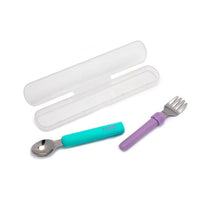 Melii Detachable Spoon & Fork - Blue + Purple Utensils for kids