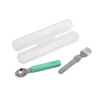 Melii Detachable Spoon & Fork - Mint + Grey Utensils for kids