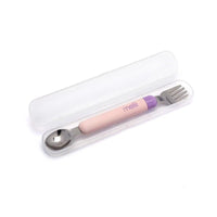 Shop Melii Detachable Spoon & Fork - Pink + Purple NZ | Premium Utensils for School Kids