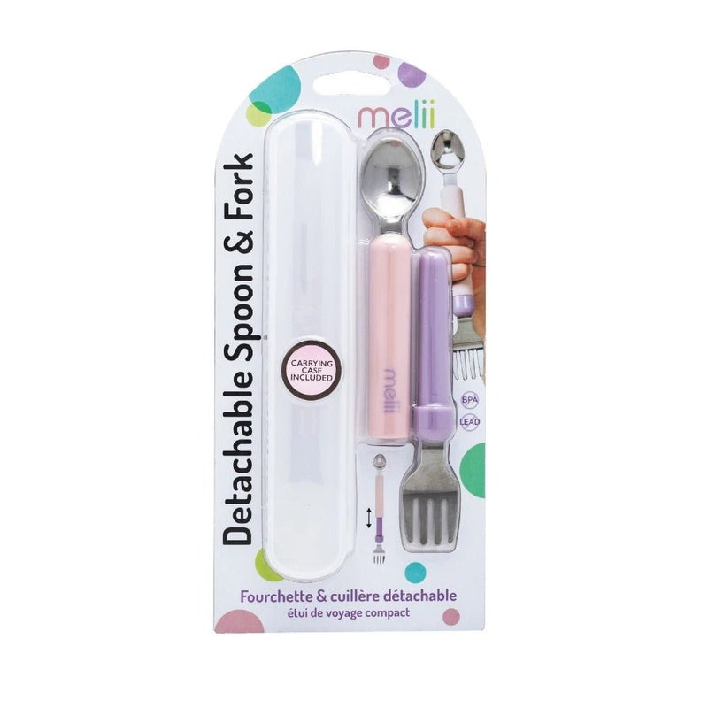 Melii Detachable Spoon & Fork - Pink + Purple Utensils for kids