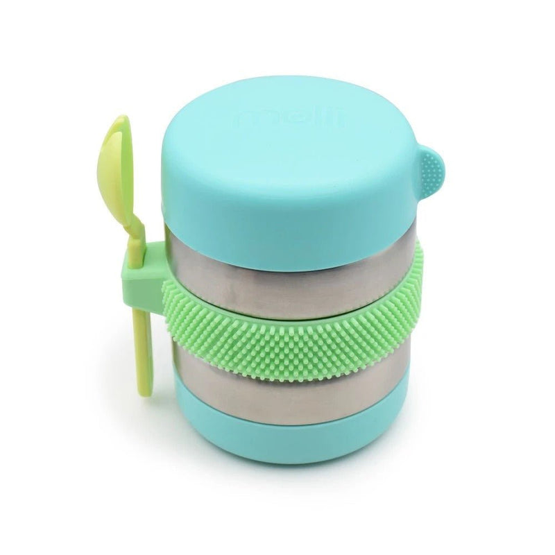 Melii Insulated Fidget Thermos - Mint/Blue/Lime Food Jar for kids