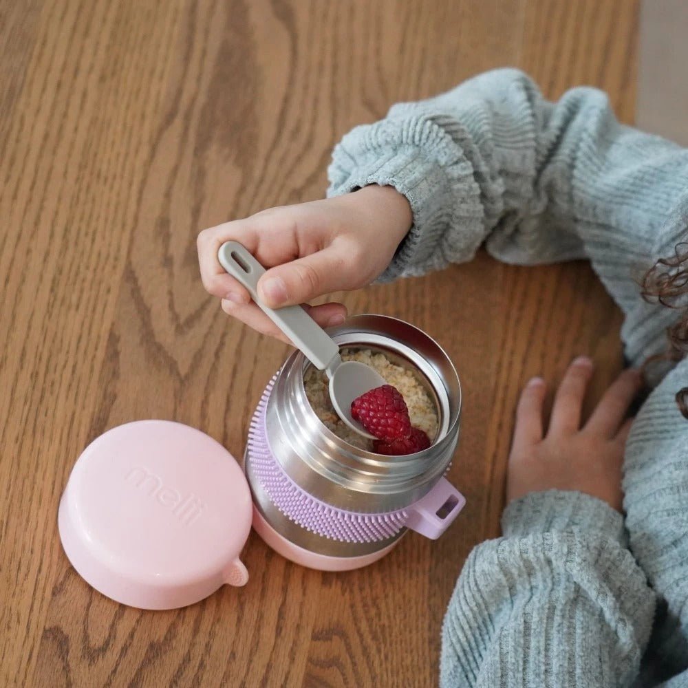 Shop Melii Insulated Fidget Thermos - Pink/Purple/Grey NZ | Premium Food Jar for School Kids
