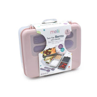 Melii 2 Tier Bento Box - Pink & Grey - Lunch Boxes - Large Lunch Box