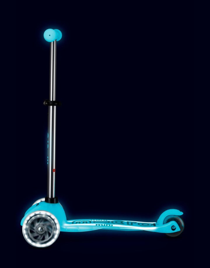 Mini Micro Deluxe Glow LED Plus 3 Wheel Scooter - Glacier Aqua - HYPHEN KIDS