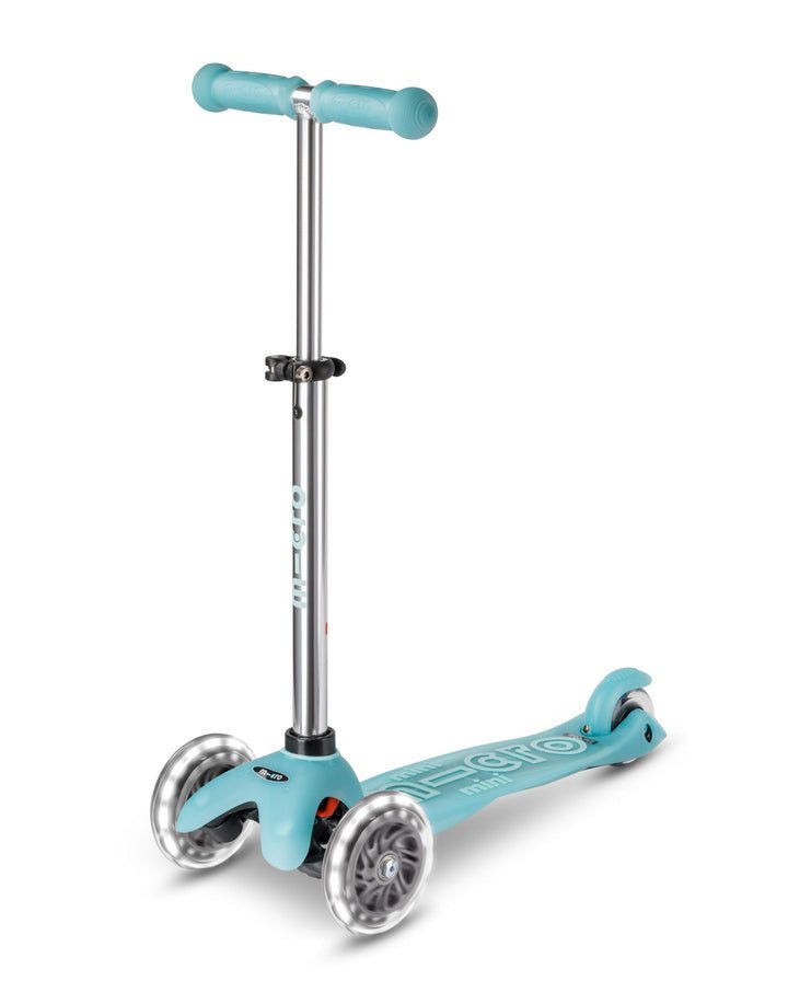 Mini Micro Deluxe Glow LED Plus 3 Wheel Scooter - Glacier Aqua - HYPHEN KIDS