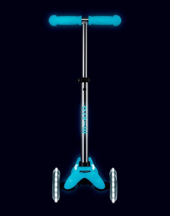 Mini Micro Deluxe Glow LED Plus 3 Wheel Scooter - Glacier Aqua - HYPHEN KIDS