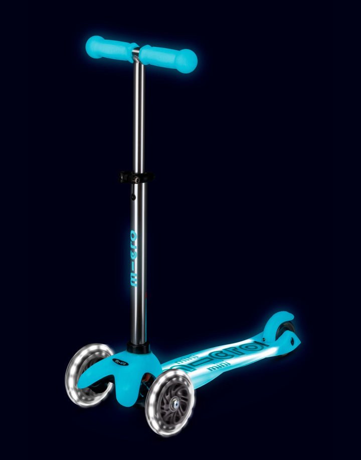 Mini Micro Deluxe Glow LED Plus 3 Wheel Scooter - Glacier Aqua - HYPHEN KIDS