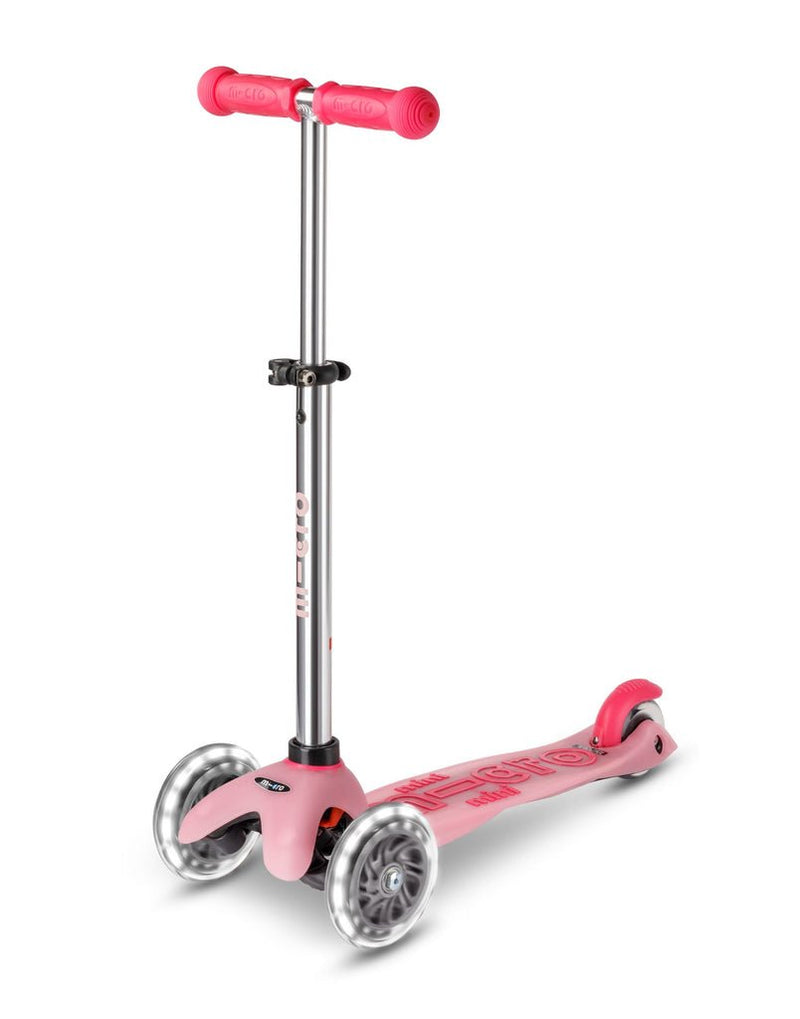 Mini Micro Deluxe Glow LED Plus 3 Wheel Scooter - Frosty Pink - HYPHEN KIDS