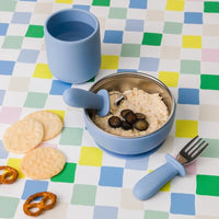 Nestling Stainless Steel Suction Bowl - Dusty Blue – Bowls & Utensils NZ | Hyphen Kids
