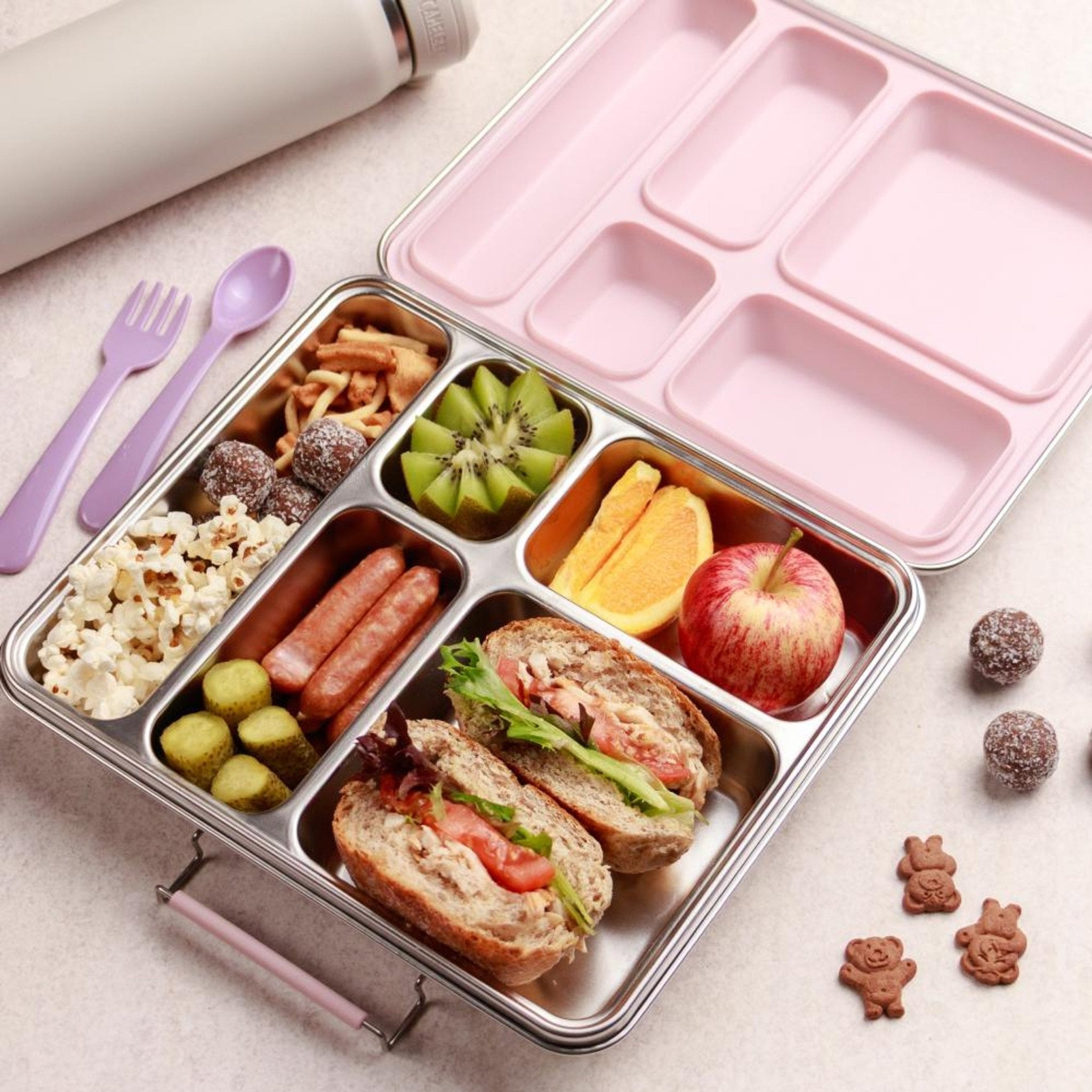 Nestling Stainless Steel Jumbo Bento Box - Dusty Pink - Lunch Boxes - Steel