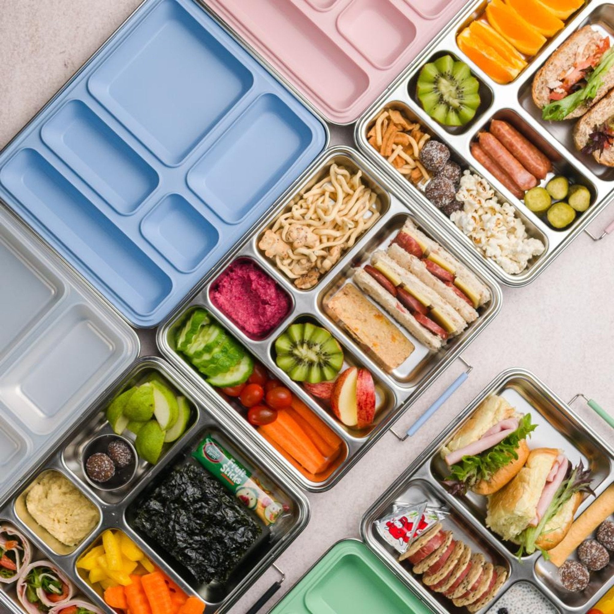 Nestling Stainless Steel Jumbo Bento Box - Dusty Blue - Lunch Boxes - Steel