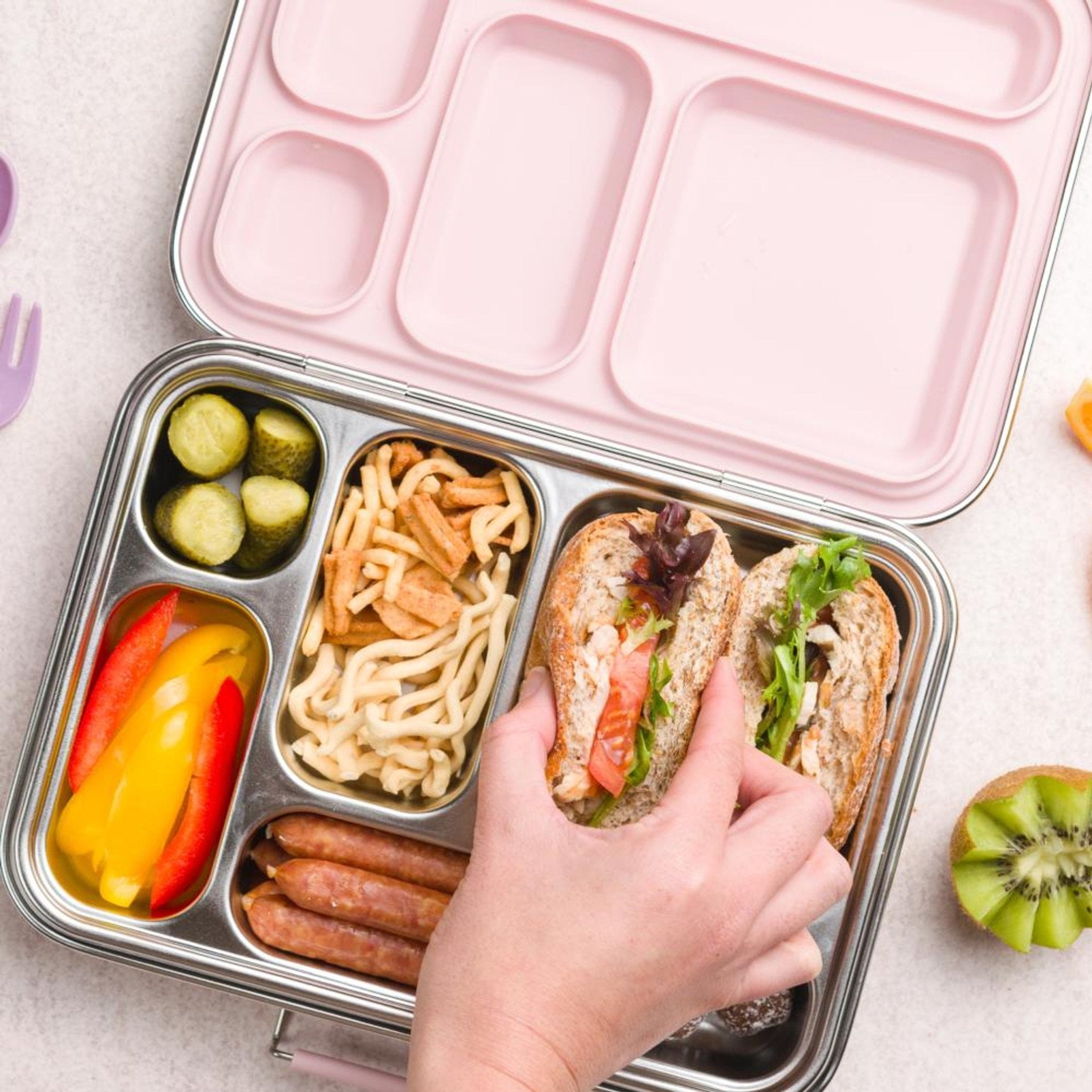 Nestling Stainless Steel Bento Box - Dusty Pink - Lunch Boxes - Steel