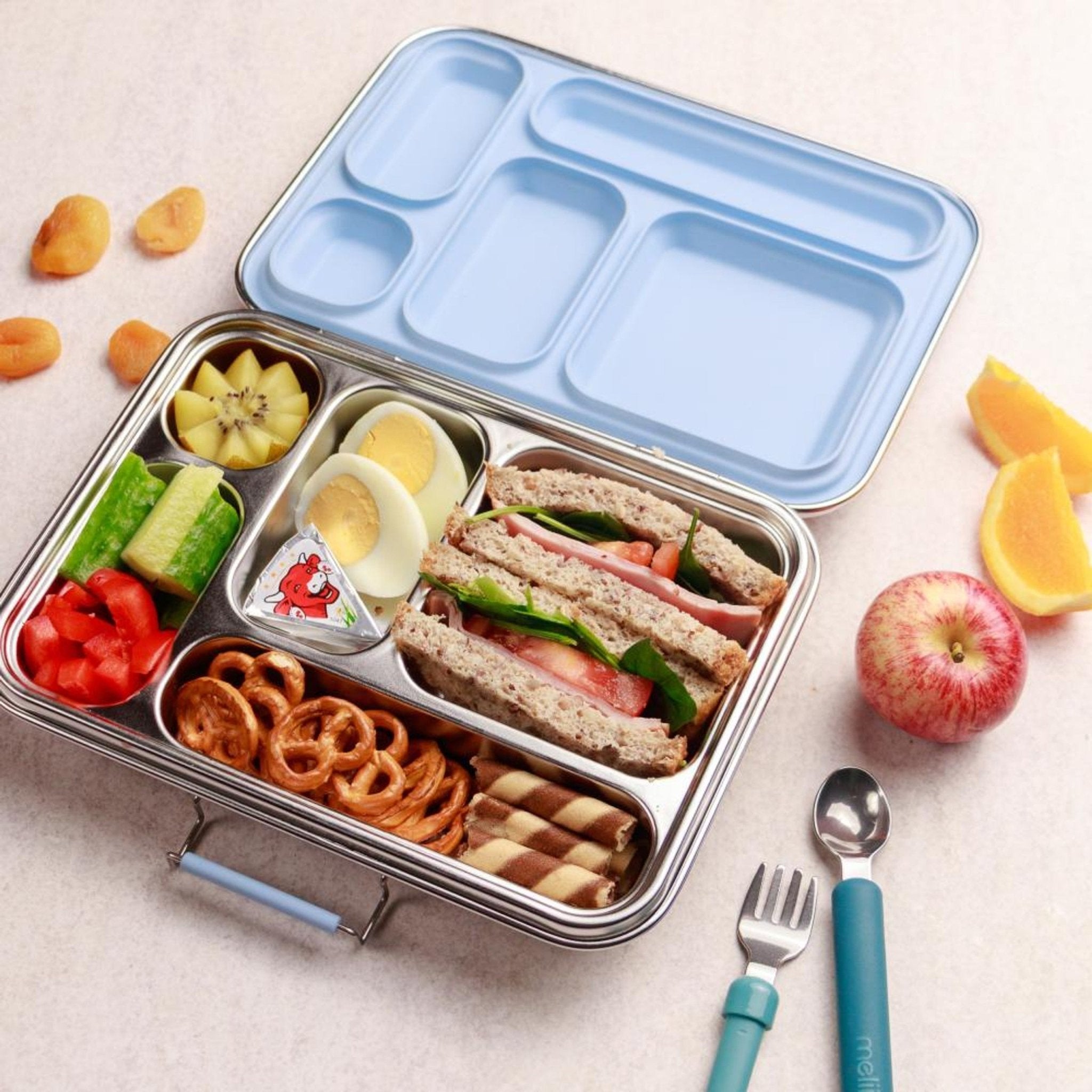 Nestling Stainless Steel Bento Box - Dusty Blue - Lunch Boxes - Steel