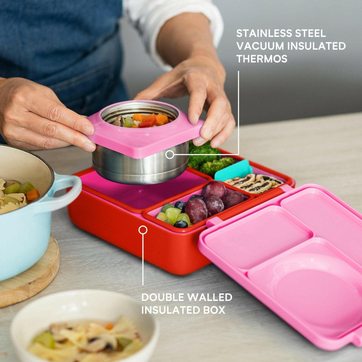 OmieBox V2 Bento Box for Kids -  (Pink Berry) -HYPHEN KIDS